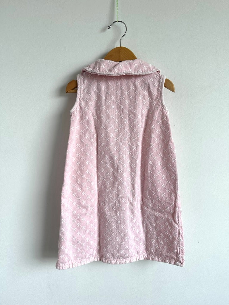 Zara Pink Denim Embroidered Tank Dress with Collar • 5 years