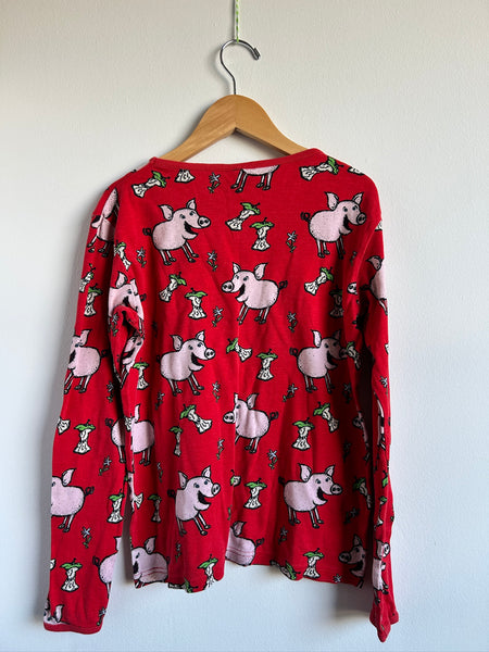 Duns Pig Print Long Sleeve Red Shirt • 11-12 years (152cm)