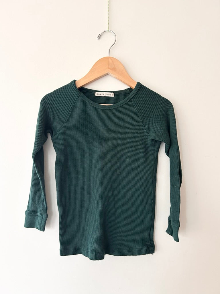 Haven Kids Green Waffle Top • 5-7 years *
