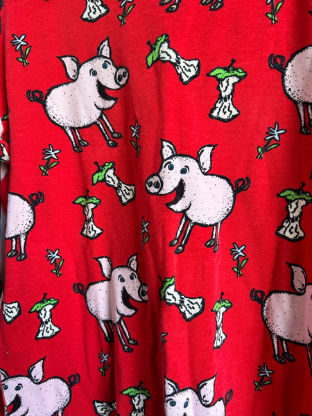 Duns Pig Print Long Sleeve Red Shirt • 11-12 years (152cm)