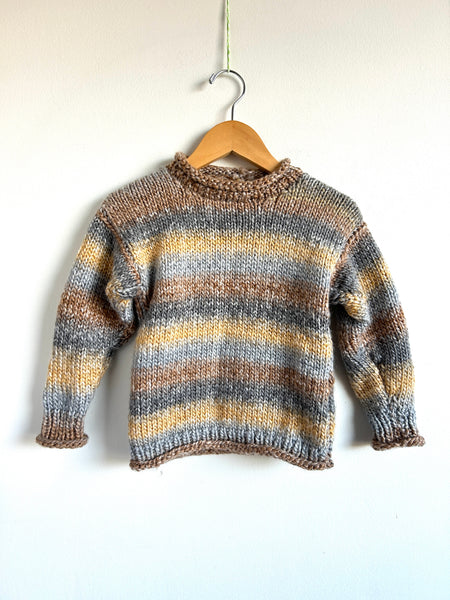 Muted Browns and Neutral Handmade Knit Sweater • 2-3 years