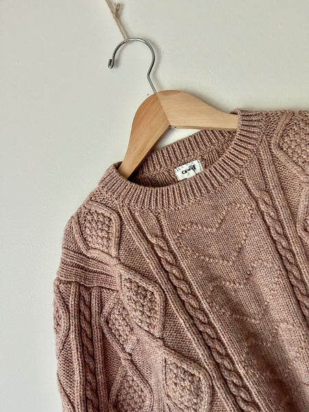 Oeuf Pink Cable Knit Wool Sweater • 3-5 years