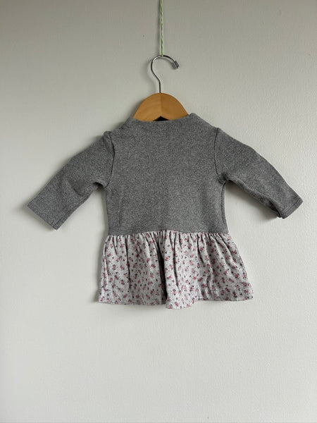 Gymp Grey and Floral Long Sleeve Dress • 0-6 months (62cm)