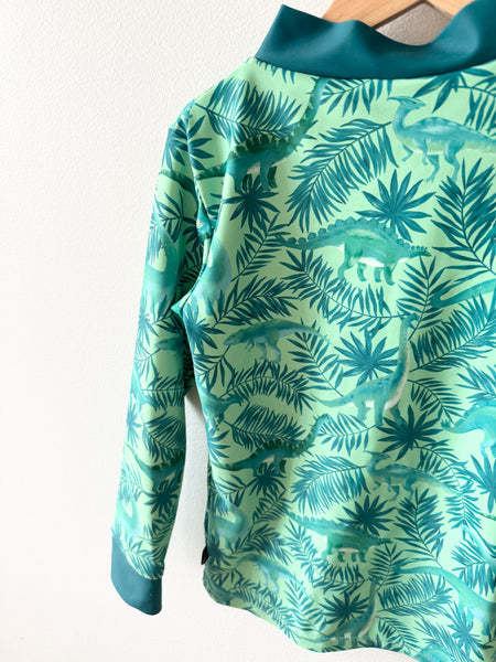 Honeysuckle Dino Green Rashguard Top • 6-7 years