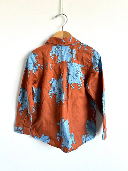 Mini Rodini Long Sleeve Button Up Horses Shirt • 4-5 years (104-110cm)