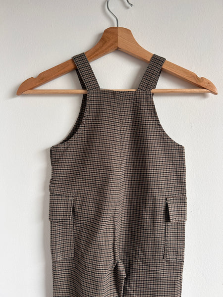Bout'Chou Brown Plaid Overalls • 2 years