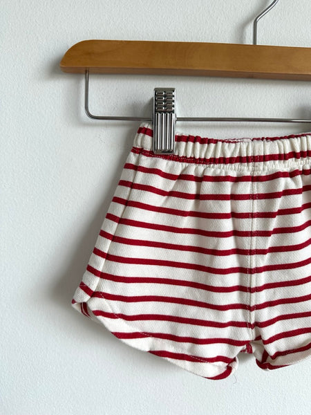 Zara Red and White Striped Cotton Shorts • 3-6 months