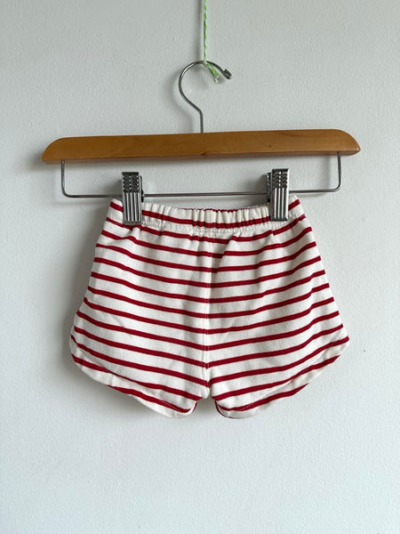 Zara Red and White Striped Cotton Shorts • 3-6 months