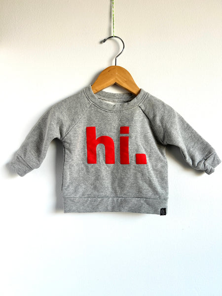 Lots and Little "Hi" Grey Sweater • 6-12 months