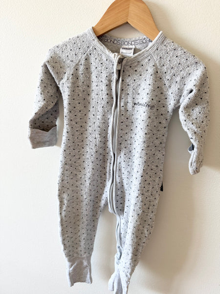 Bonds Fuzzy Terry Grey Polka Dot Wondersuit • 6-12 months