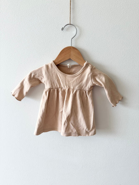 Quincy Mae Tan Long Sleeve Dress • Newborn - 3 months