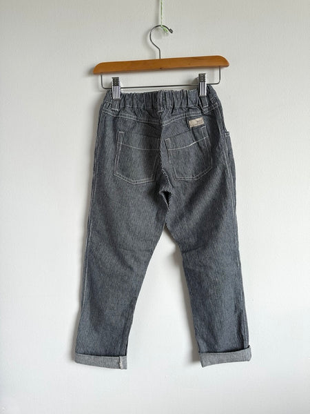 Wheat Blue Railroad Stripe Pants with Adjustable Waist • 8 years