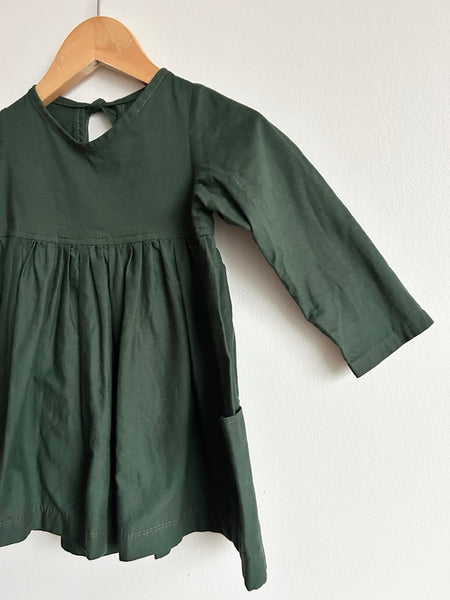 Nest and Nurture Green Long Sleeve Cotton Dress • 2 years
