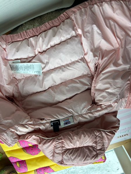 Patagonia Hi Loft Down Light Pink Hoodie • 6-12 months