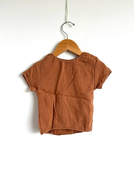 Quincy Mae Organic Cotton Muslin Brown Tee • 6-12 months