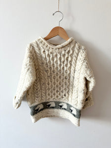 Aran Country Irish Wool Cable Knit Sweater • 4-6 years