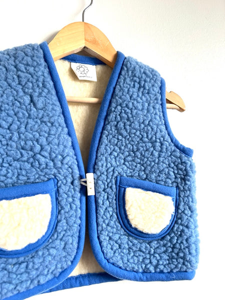 NEW Merino Wool Blue and Cream Colourblock Vest • 2-4 years
