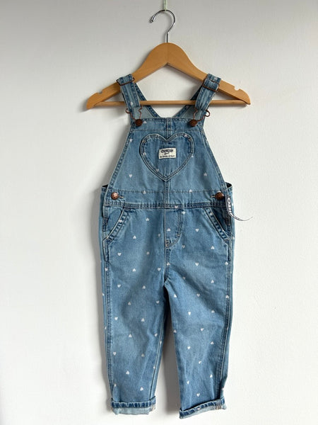 NEW OshKosh Heart Denim Overalls • 2-3 years