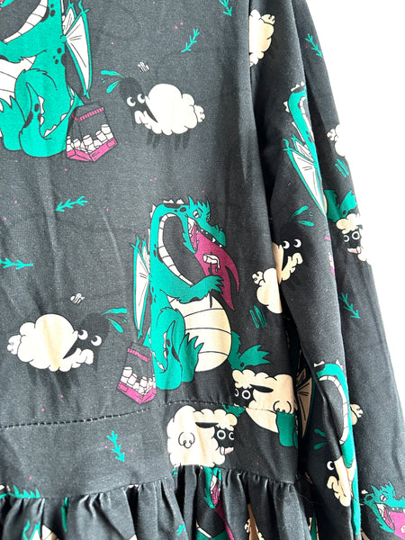 NEW Raspberry Republic Dragon Long Sleeve Dress • 9-12 years