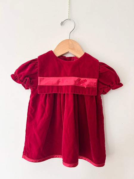 Vintage Velvety Red Dress • 3-6 months *