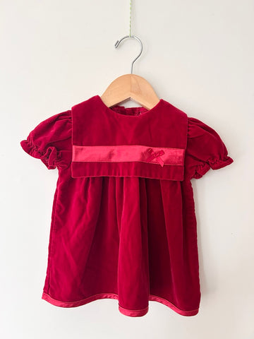Vintage Velvety Red Dress • 3-6 months *