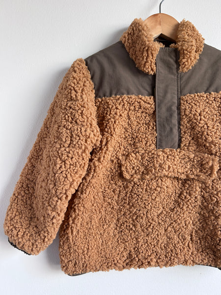 Wheat Cozy Anorak Style Pullover Cotton Lined Sweater • 4-6 years