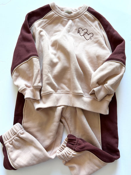 Rylee and Cru 2pc Pink and Marroon 2pc Sweatsuit Set • 2-3 years