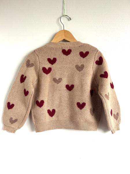Wheat Hearts Wool Blend Cardigan • 4-6 years