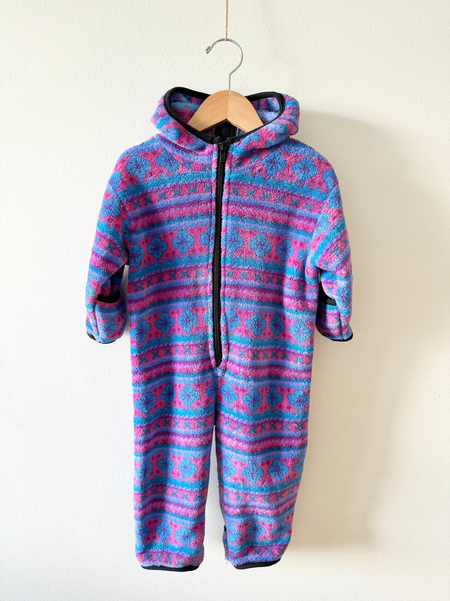 Vintage Muk Luks Purple Fuzzy Fleece Hooded Bunting • 6-18 months