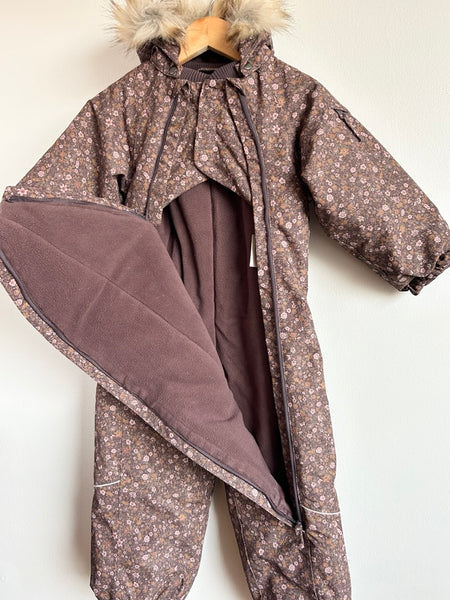 Wheat Kids Brown, Purple, and Pink Floral Nickie Snowsuit • 2-3 years