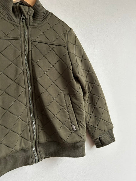 Wheat Olive Green Fleece Lined Quilted Jacket • 5-6 years