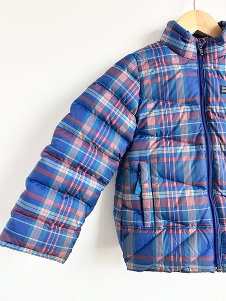 Patagonia Blue Plaid Puffer Jacket • 4-6 years