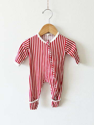 Bambi and Birdie Candy Cane Zipper Sleeper • Newborn