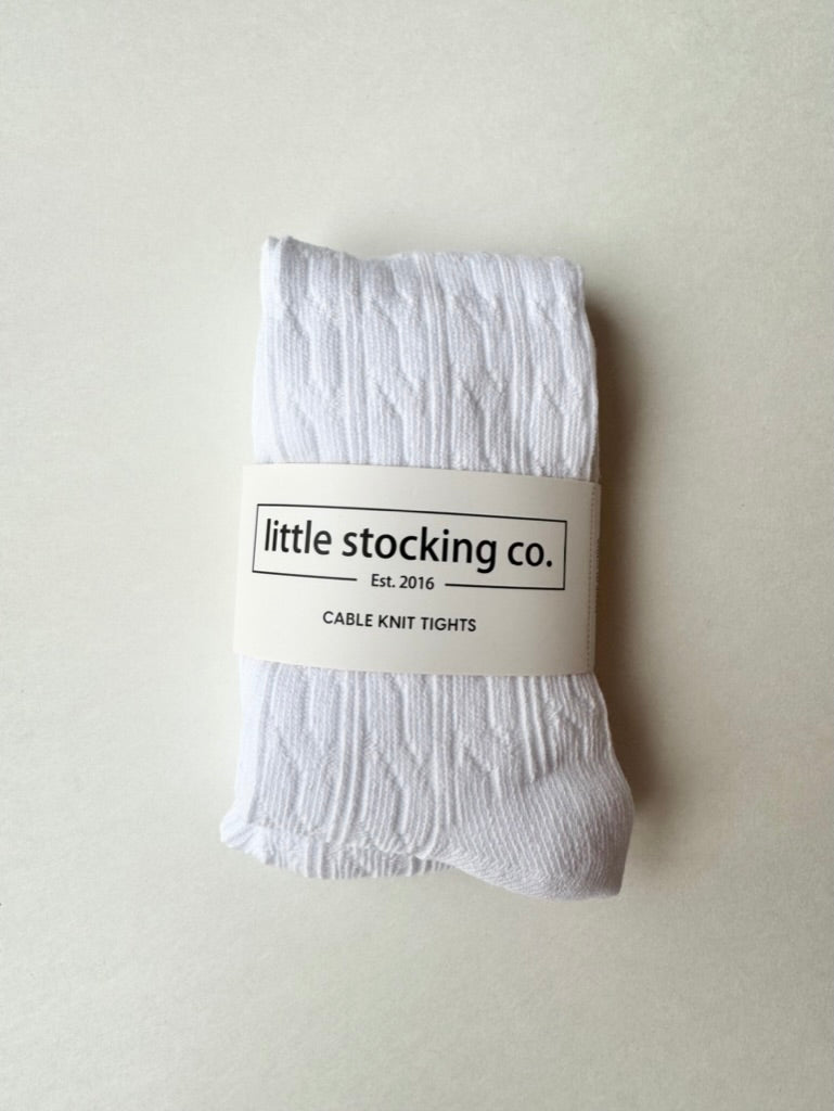 NEWE Little Stocking Co Ribbed White Tights • 0-6 months