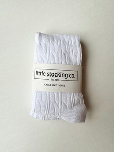 NEWE Little Stocking Co Ribbed White Tights • 0-6 months