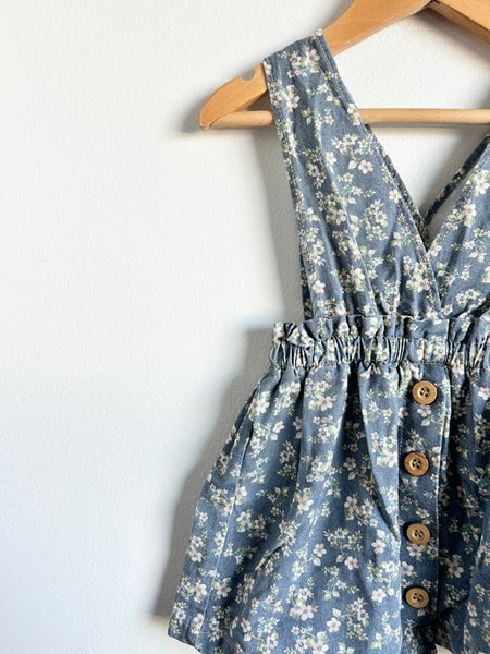 Zara Blue Floral Pinafore Style Dress • 12-18 months
