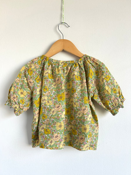 Petits Vilains Yellow Green Short Sleeve Ruffle Shirt • 4-5 years