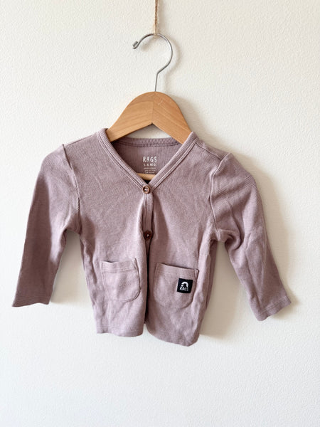 Rags Mauve Button Ribbed Cardigan • 3-6 months