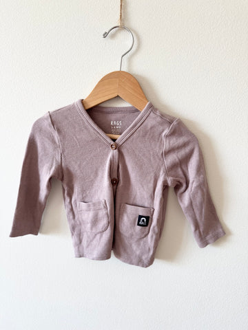 Rags Mauve Button Ribbed Cardigan • 3-6 months