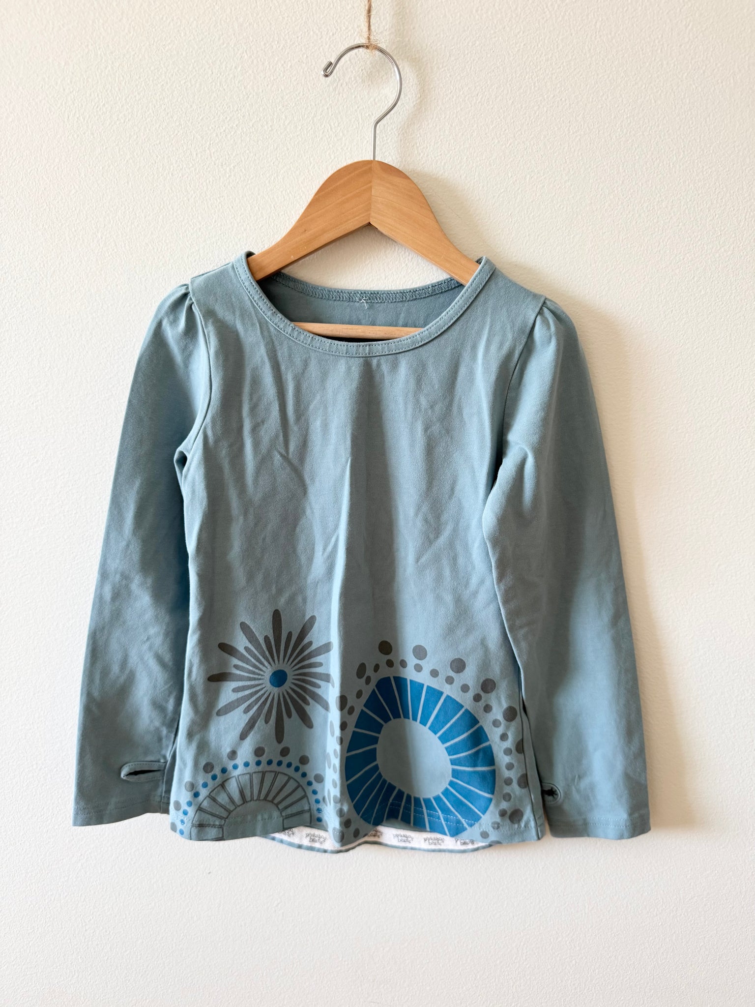 PK Beans Blue Long Sleeve Top • 5-6 years