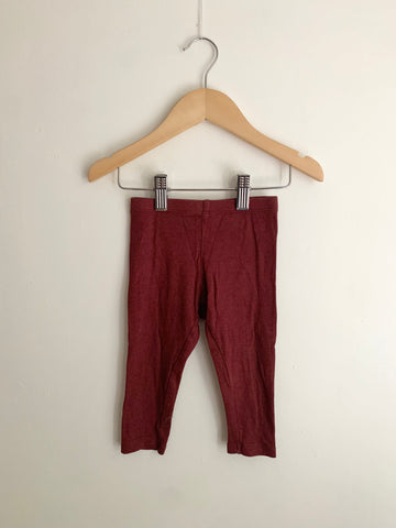 Wheat Kids Ribbed Maroon Leggings • 12 months