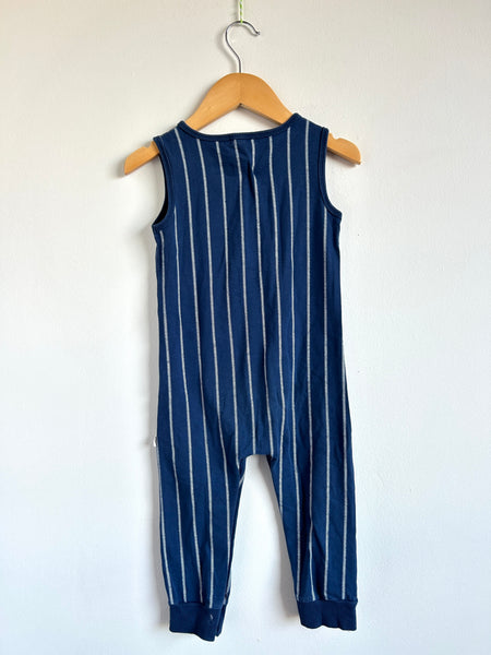 Miles the Label Blue Tank Romper with Lines • 18-24 months