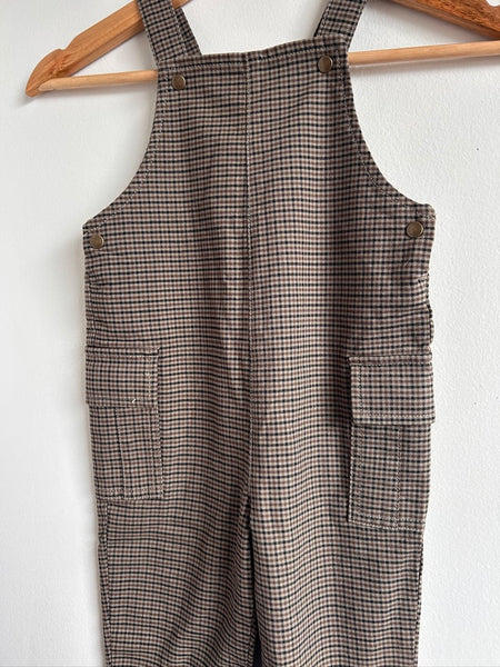 Bout'Chou Brown Plaid Overalls • 2 years