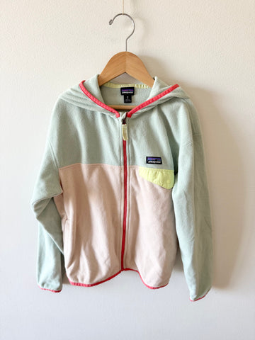 Patagonia Pink and Green Zip Fleee Synchilla Sweater • 9-11 years
