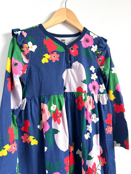 Tea Collection Long Sleeve Blue Floral Dress • 7-9 years
