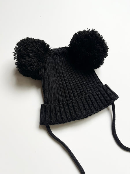 Mini Rodini Double Bauble Black Hat • 3-6 months