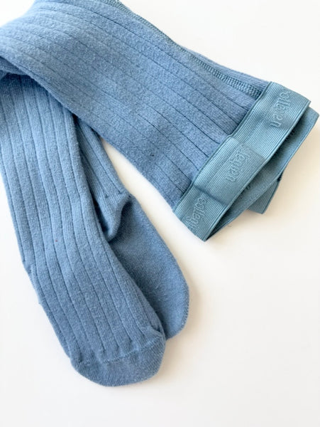 Collegien Blue Ribbed Tights • 1 year