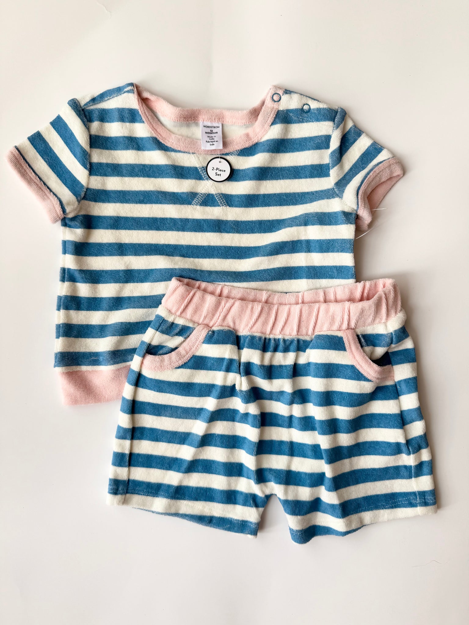 NEW Nordstrom 2pc Striped Terry Shorts Set • 1-2 years