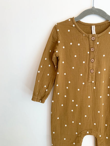 Quincy Mae Brown Polka Dot Romper • 18-24 months