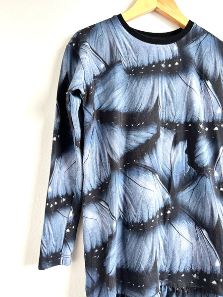 Molo Blue Butterfly Ruffle Dress • 7-10 years
